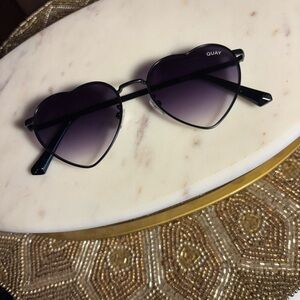 Quay Australia Heart-Shaped Black Sunglasses